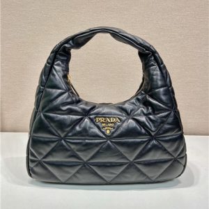 Prada Large Topstitched Nappa-Leather Bag 1BC183 Black