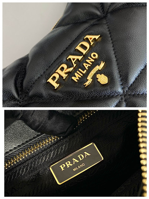 Prada Large Topstitched Nappa-Leather Bag 1BC183 Black - Image 10
