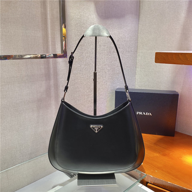 Prada Large Cleo Leather Shoulder Bag Black 1BC156
