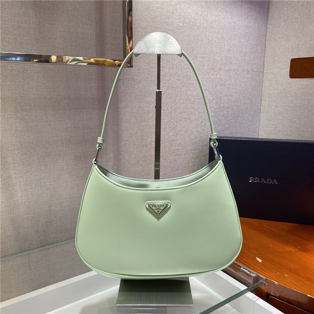 Prada Cleo Brushed Leather Shoulder Aqua Bag 1BC499