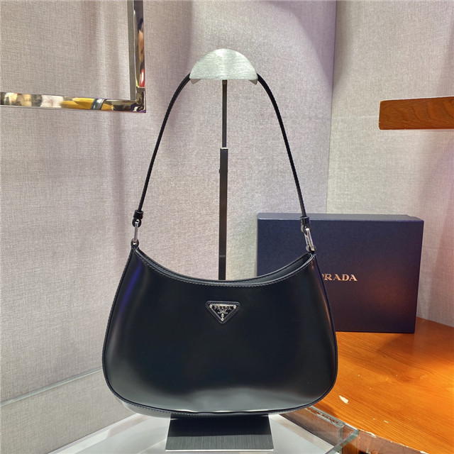 Prada Cleo Brushed Leather Shoulder Black Bag 1BC499