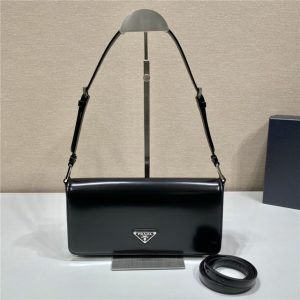 Prada Femme Bag Brushed Black Leather