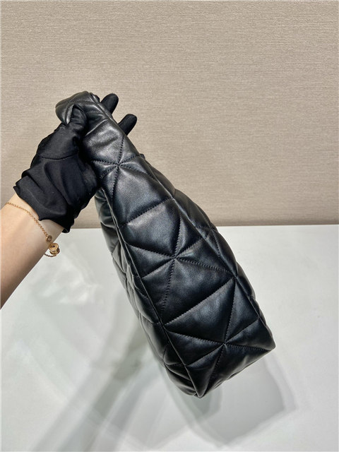 Prada Large Topstitched Nappa-Leather Bag 1BC183 Black - Image 5