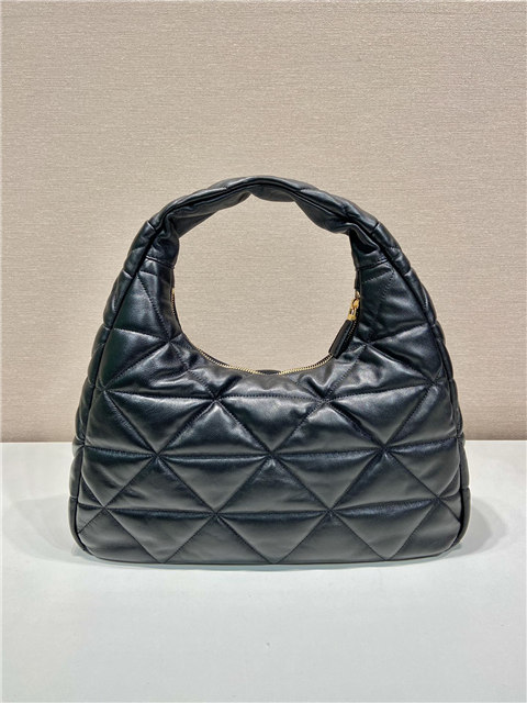 Prada Large Topstitched Nappa-Leather Bag 1BC183 Black - Image 6