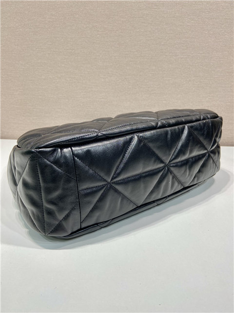 Prada Large Topstitched Nappa-Leather Bag 1BC183 Black - Image 7