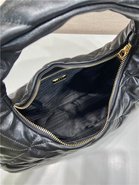 Prada Large Topstitched Nappa-Leather Bag 1BC183 Black - Image 9