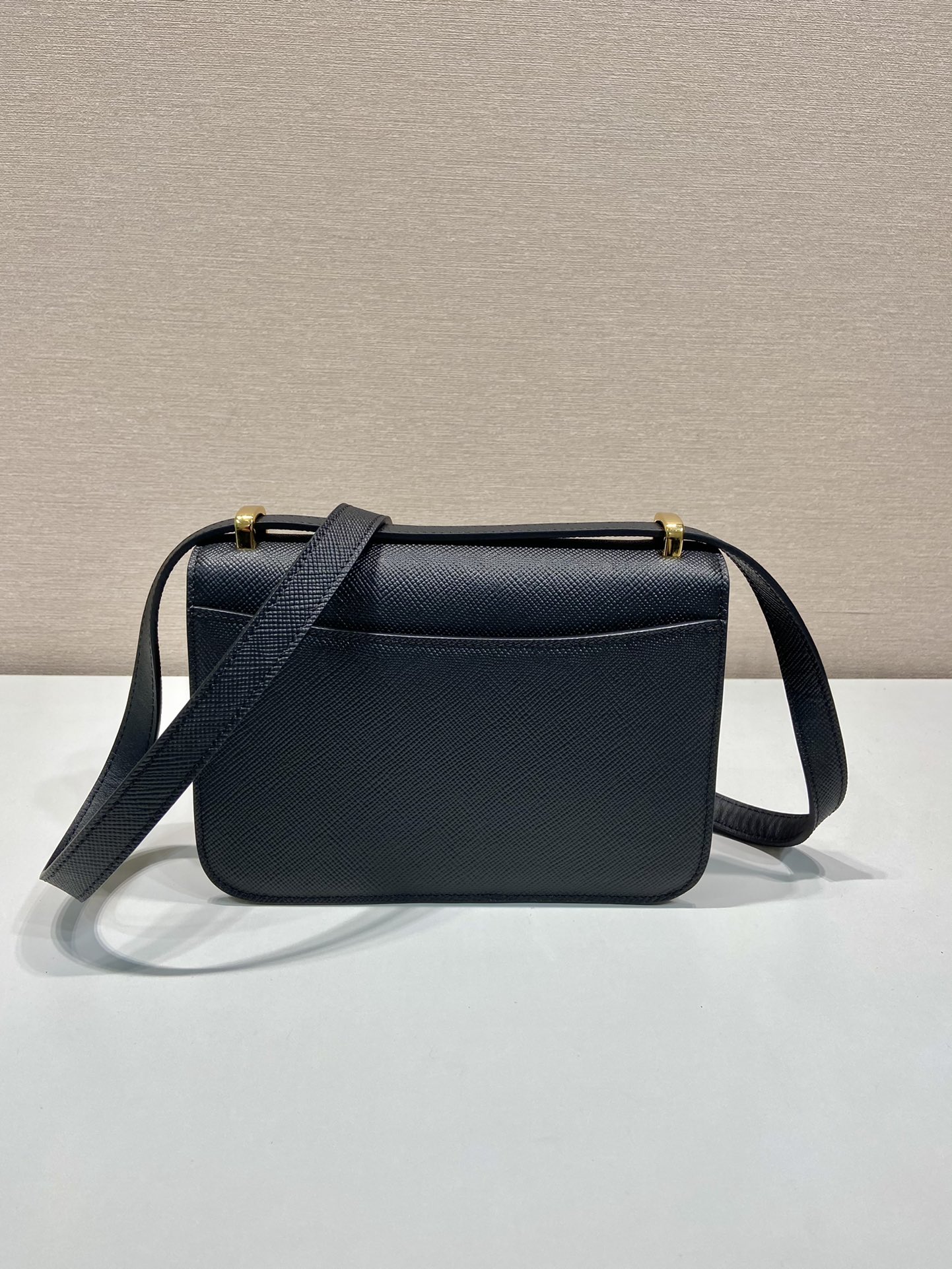 Prada Embleme Saffiano Shoulder Bag 1BD320 Black - Image 7