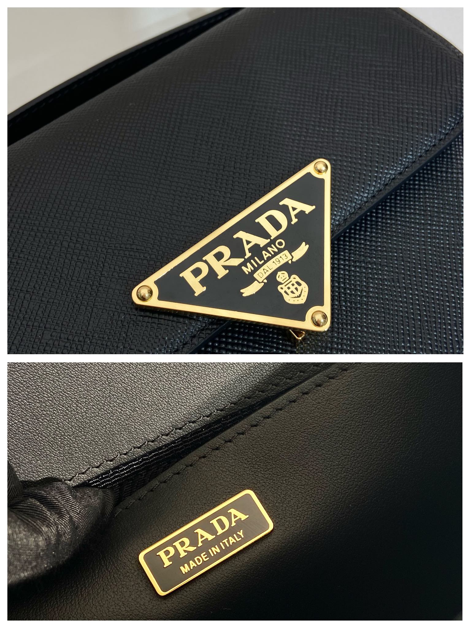 Prada Embleme Saffiano Shoulder Bag 1BD320 Black - Image 3