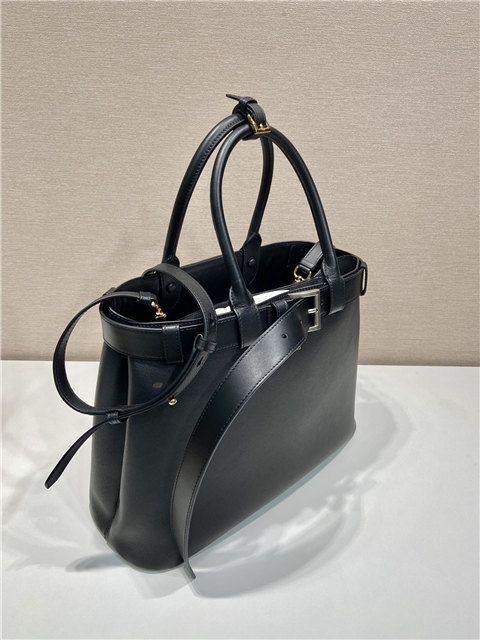 Prada Buckle Large Leather Handbag With Belt 1BA416 Black-3.jpg