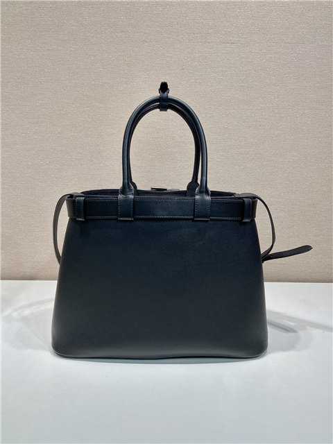 Prada Buckle Large Leather Handbag With Belt 1BA416 Black-4.jpg