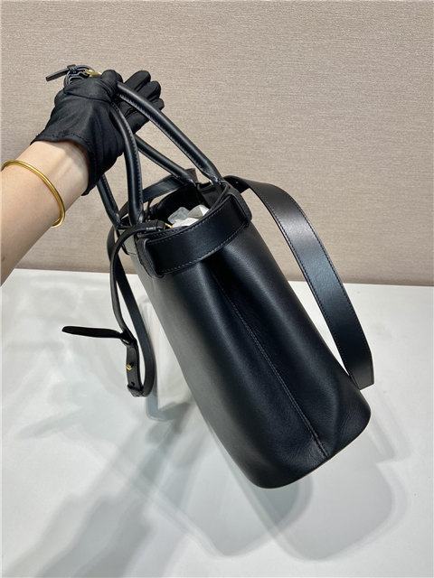 Prada Buckle Large Leather Handbag With Belt 1BA416 Black-5.jpg