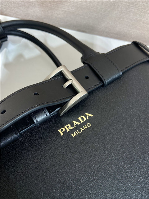 Prada Buckle Large Leather Handbag With Belt 1BA416 Black-7.jpg