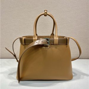 Prada Buckle Large Leather Handbag With Belt 1BA416 Caramel-1.jpg