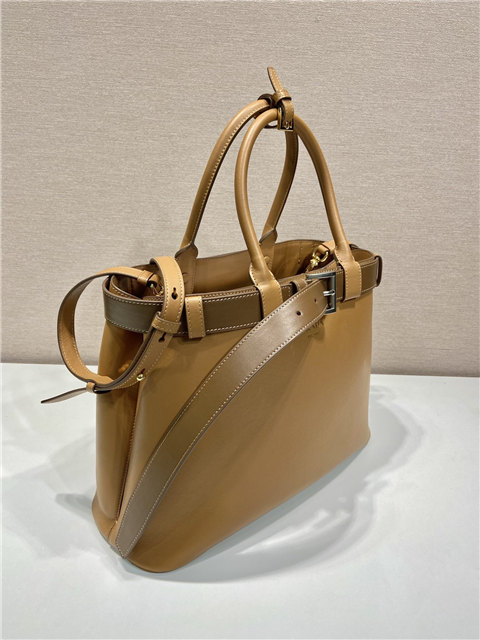 Prada Buckle Large Leather Handbag With Belt 1BA416 Caramel-3.jpg