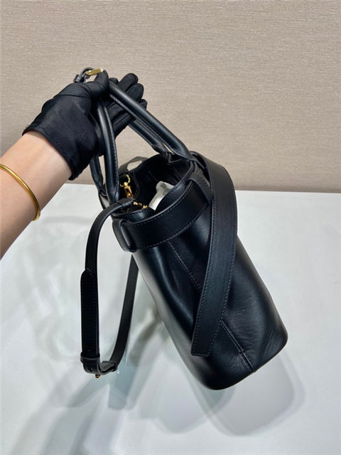 Prada Buckle Medium Leather Handbag With Belt 1BA434 Black-6.jpg
