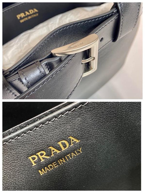 Prada Buckle Medium Leather Handbag With Belt 1BA434 Black-9.jpg