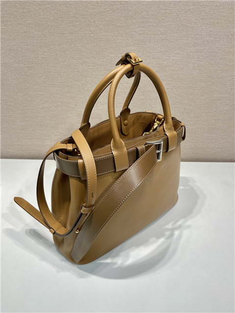 Prada Buckle Medium Leather Handbag With Belt 1BA434 Caramel-3.jpg