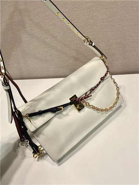 Prada Soft Sound large leather shoulder bag 1BD378 White-4.jpg