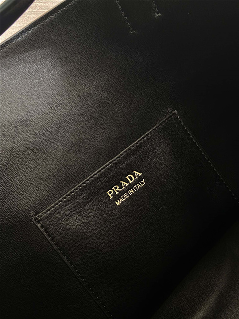 Prada Buckle Leather Bucket Bag With Belt 1BE085 Black-12.jpg