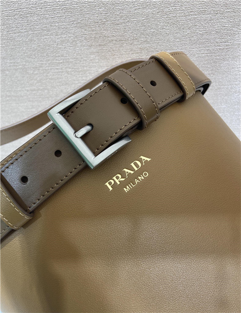 Prada Buckle Leather Bucket Bag With Belt 1BE085 Caramel-10.jpg