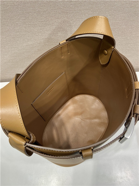 Prada Buckle Leather Bucket Bag With Belt 1BE085 Caramel-11.jpg