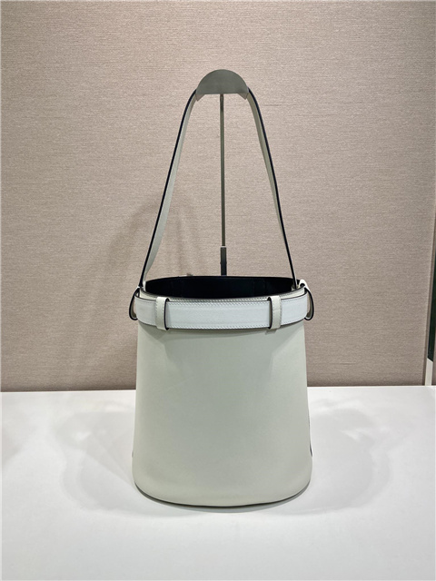 Prada Buckle Leather Bucket Bag With Belt 1BE085 White-7.jpg