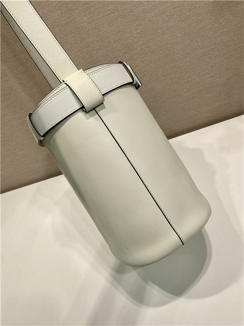 Prada Buckle Leather Bucket Bag With Belt 1BE085 White-8.jpg
