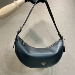 Prada Demi-Lune Large Leather Shoulder Bag 1BC255 Black-1.jpg