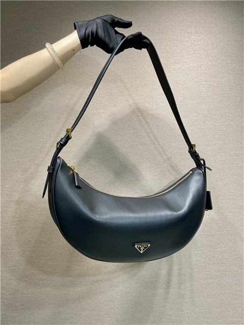 Prada Demi-Lune Large Leather Shoulder Bag 1BC255 Black-1.jpg