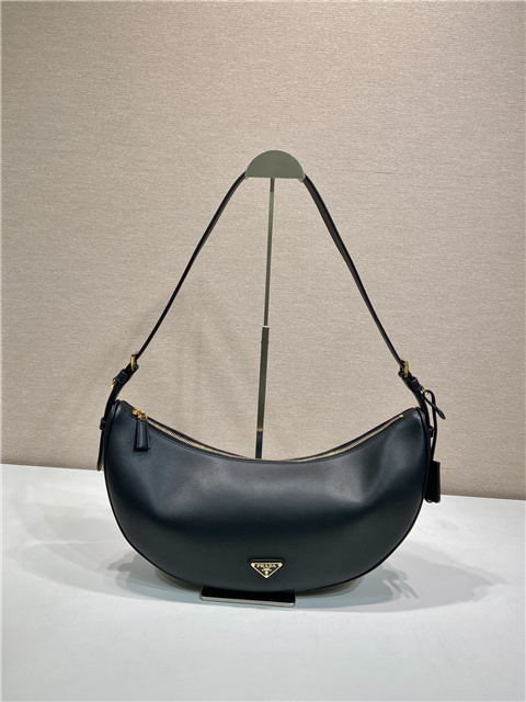 Prada Demi-Lune Large Leather Shoulder Bag 1BC255 Black-2.jpg