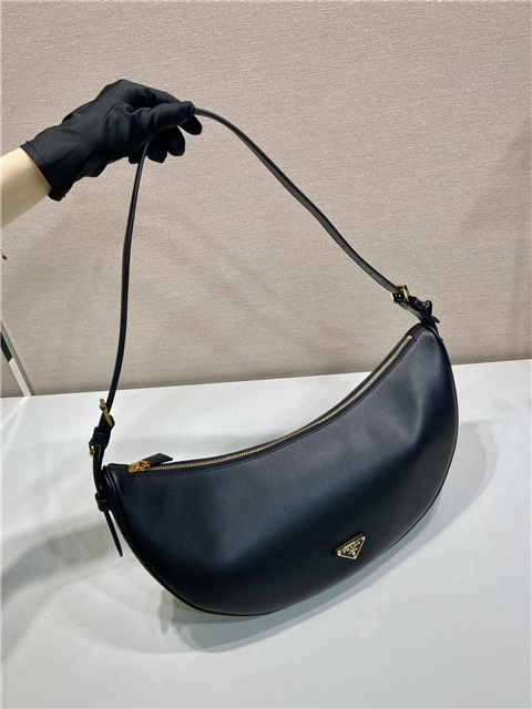Prada Demi-Lune Large Leather Shoulder Bag 1BC255 Black-4.jpg
