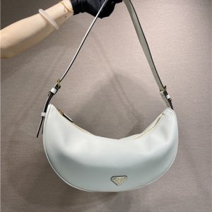 Prada Demi-Lune Large Leather Shoulder Bag 1BC255 White-1.jpg