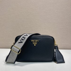 Prada Small Leather Shoulder Bag 1BD082-1-Black-1