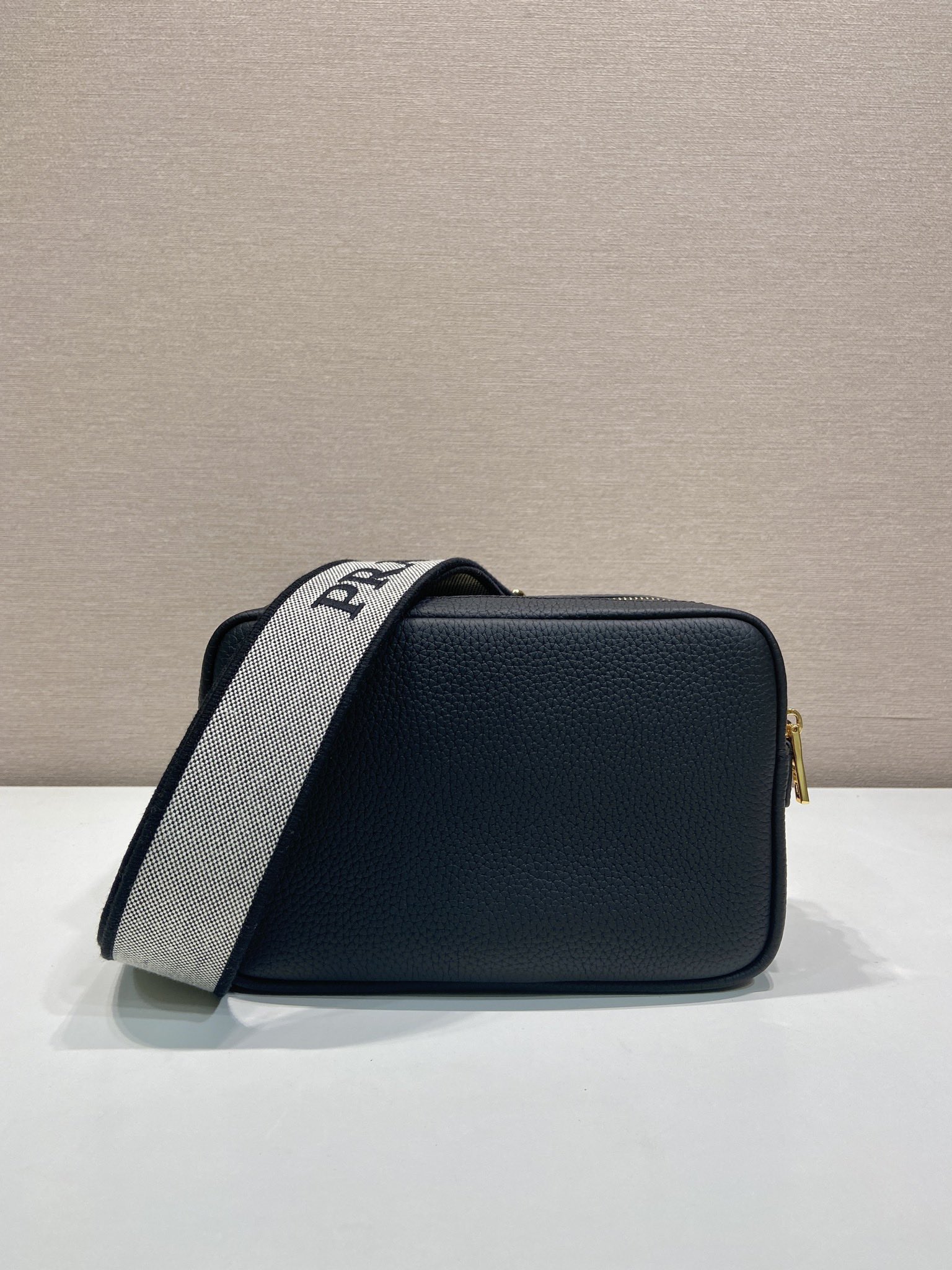 Prada Small Leather Shoulder Bag 1BD082-1-Black-4