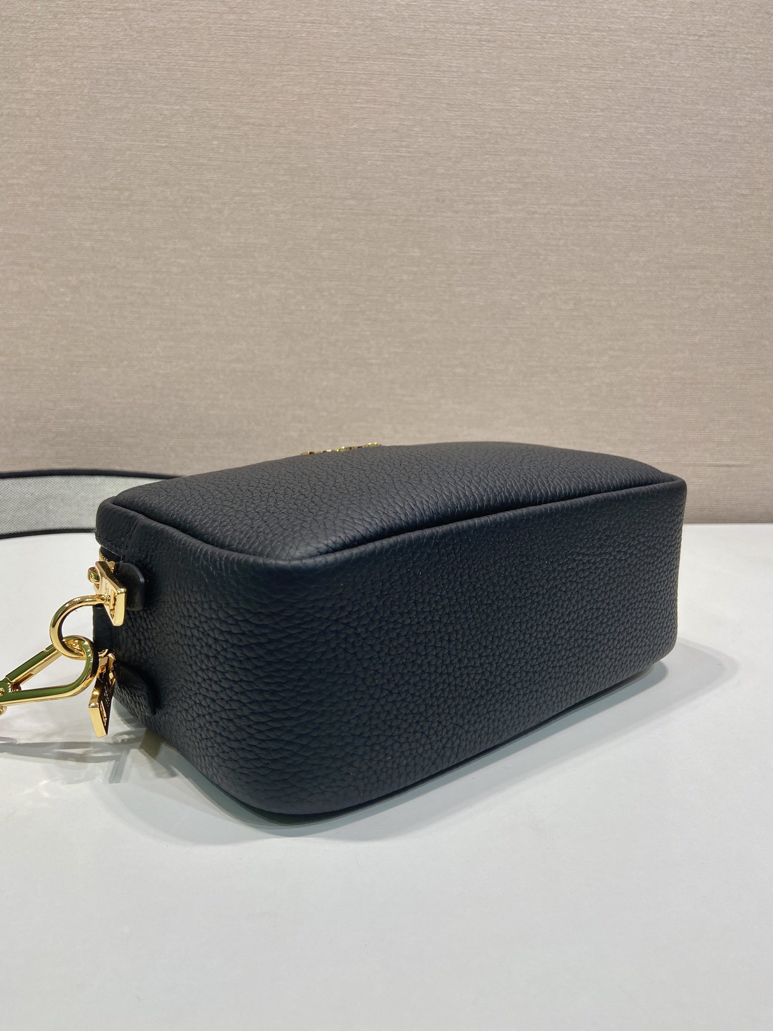 Prada Small Leather Shoulder Bag 1BD082-1-Black-6