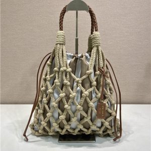 Prada Noue Medium Cotton Macrame Bag 1BC111 Beige-1.jpg