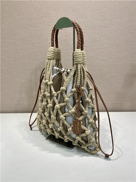 Prada Noue Medium Cotton Macrame Bag 1BC111 Beige-2.jpg