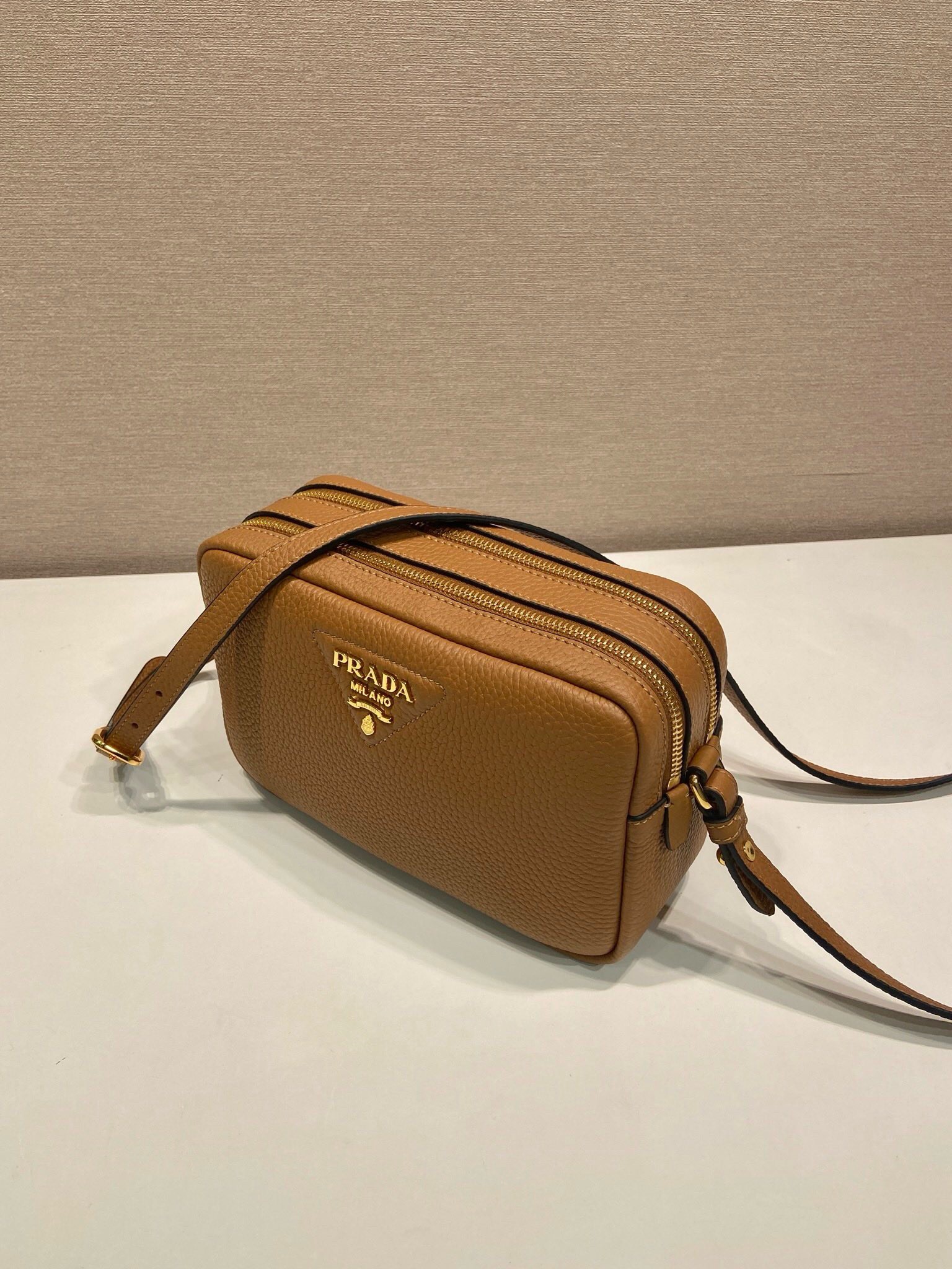 Prada Small Leather Shoulder Bag 1BH082 TAN - Image 4