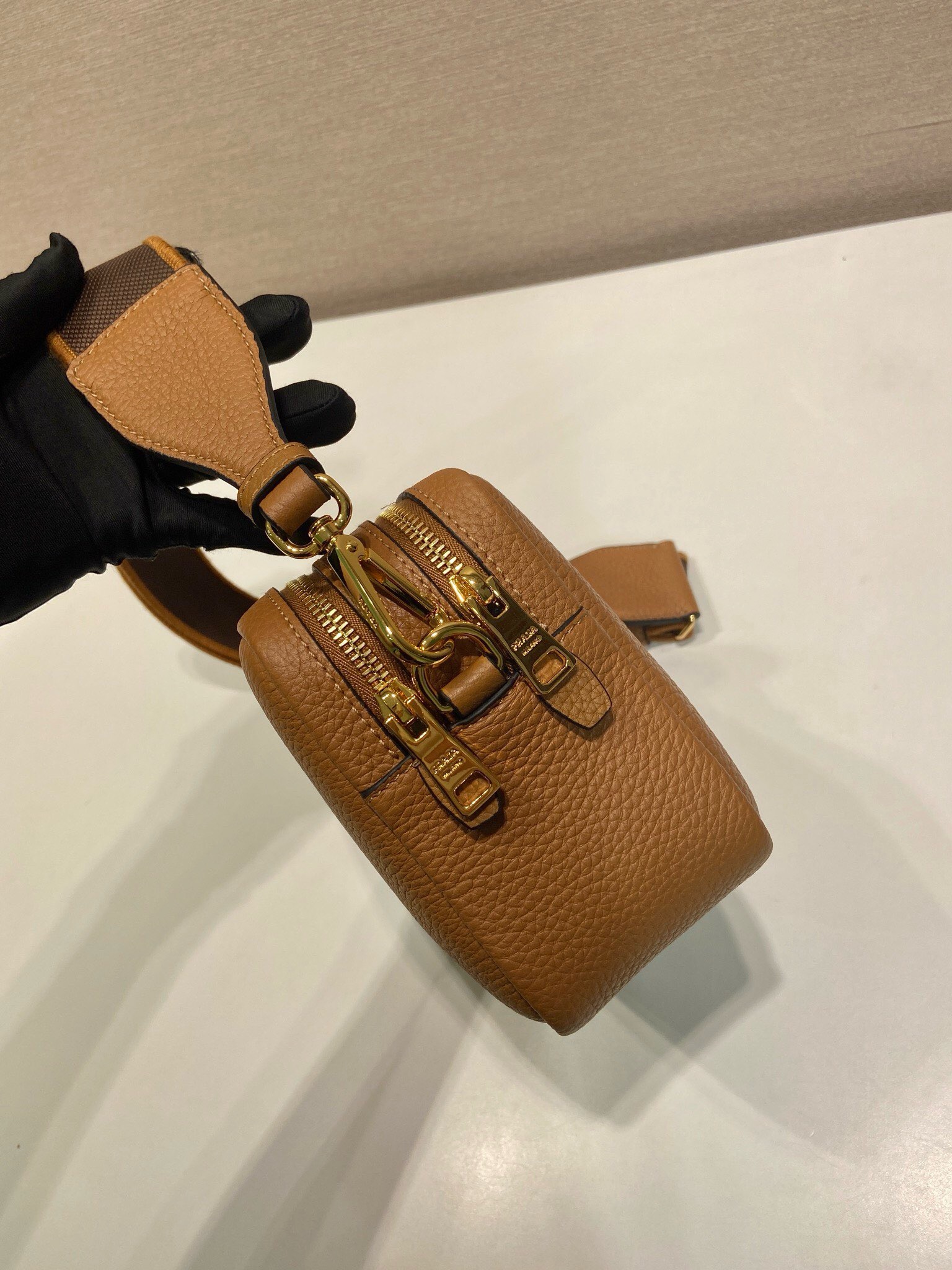 Prada Small Leather Shoulder Bag 1BH082 TAN - Image 6