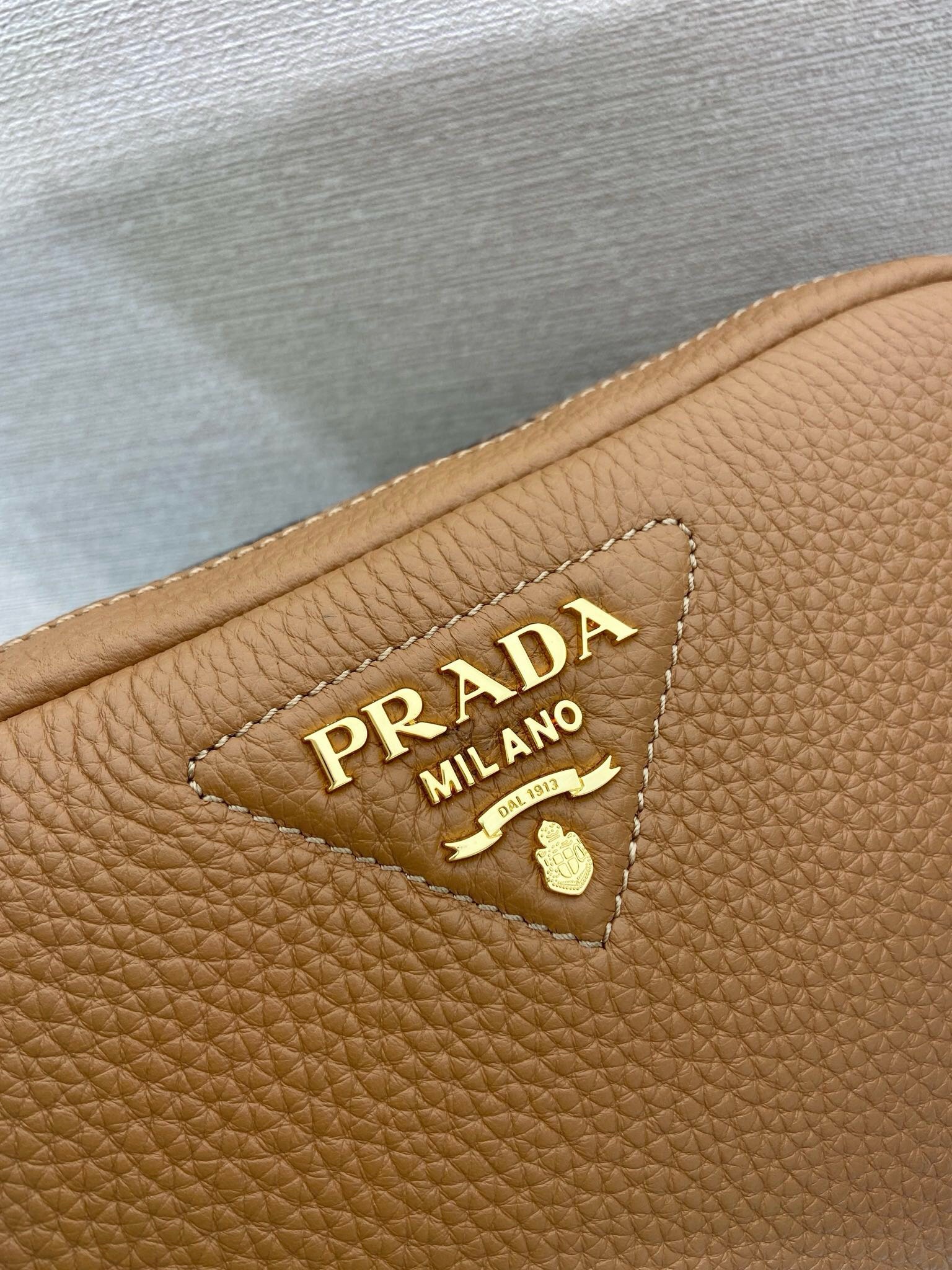 Prada Small Leather Shoulder Bag 1BH082 TAN - Image 9