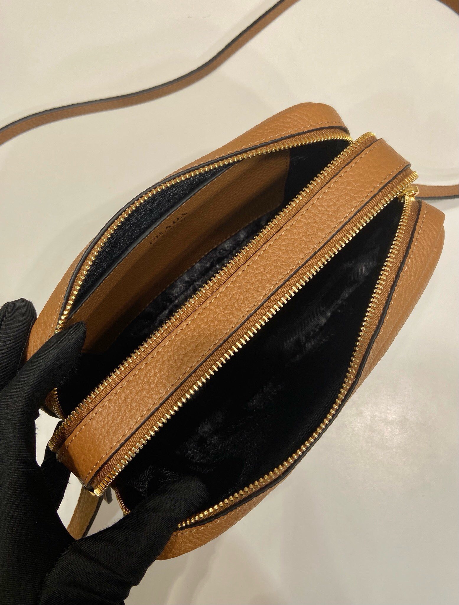 Prada Small Leather Shoulder Bag 1BH082 TAN - Image 10