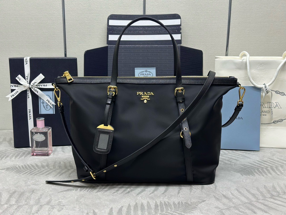 Prada Black Tessuto Nylon and Saffiano Leather Tote Bag BR4253 - Image 2