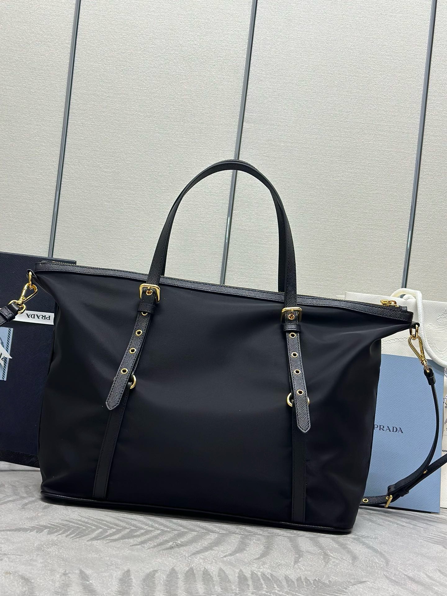 Prada Black Tessuto Nylon and Saffiano Leather Tote Bag BR4253 - Image 4