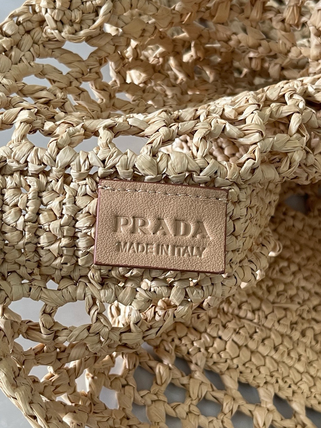 Prada Crochet Tan Tote Bag 1BG393 - Image 9