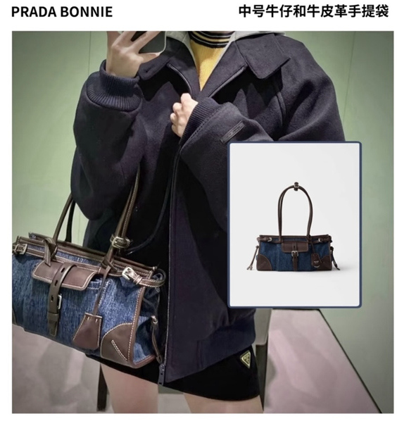 Prada Bonnie Medium Blue Denim - 1BA426 - Image 12