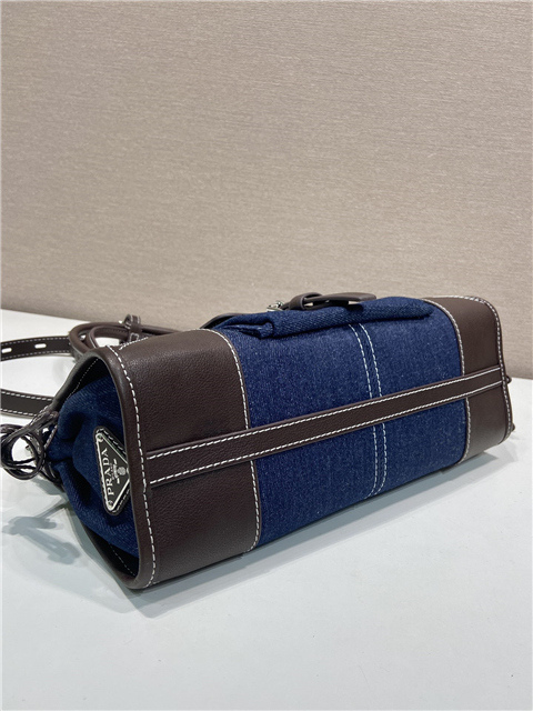 Prada Bonnie Medium Blue Denim - 1BA426 - Image 7