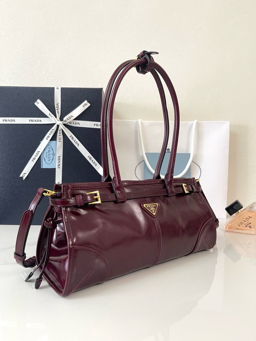 Prada Bonnie Medium 1BA426 Burgundy - Image 4
