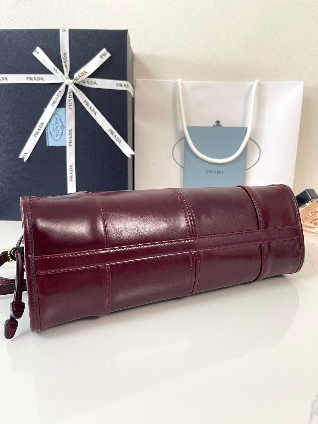 Prada Bonnie Medium 1BA426 Burgundy - Image 7