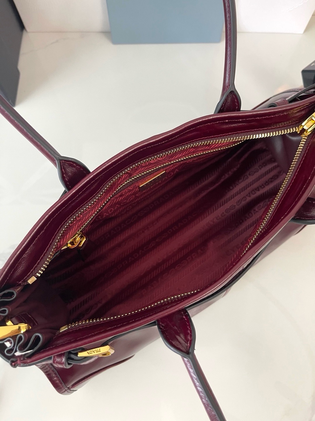 Prada Bonnie Medium 1BA426 Burgundy - Image 8