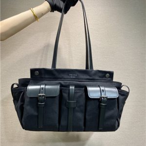 Prada Route Large Tote Bag 1BG644 Black Canvas